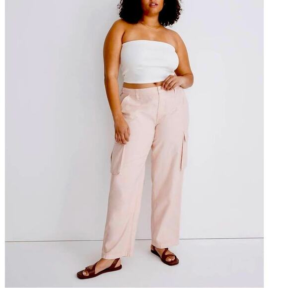 Madewell Garment-Dyed Low-Slung Straight Cargo Pants Pink Size 32 - Picture 2 of 12